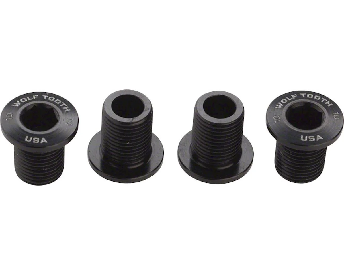 Wolf Tooth Components Chainring Bolts (Black) (10mm) (4 Pack) (For 104 x 30T Rings)